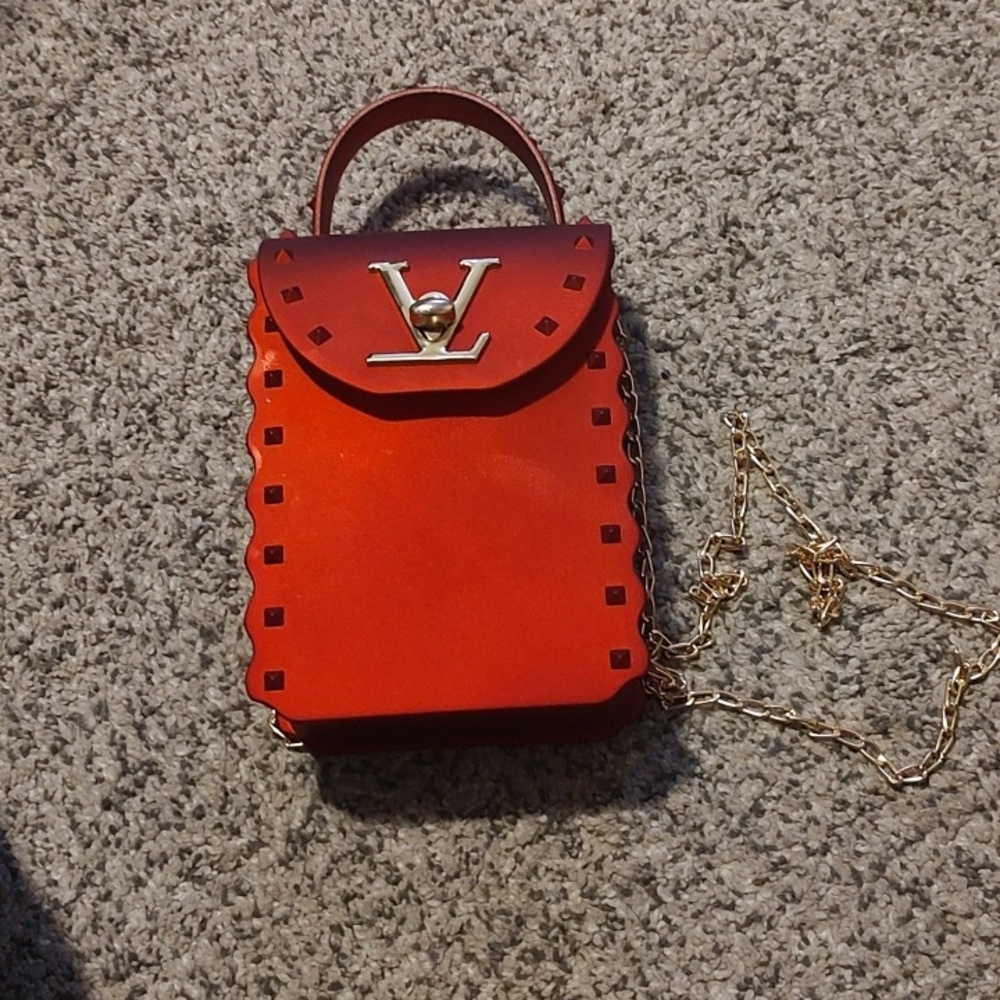 Red Designer Mini Bag with Pom Pom